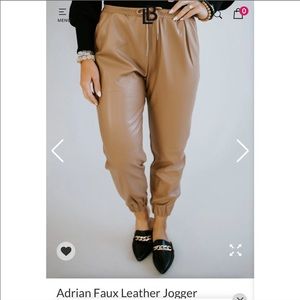Faux leather joggers
